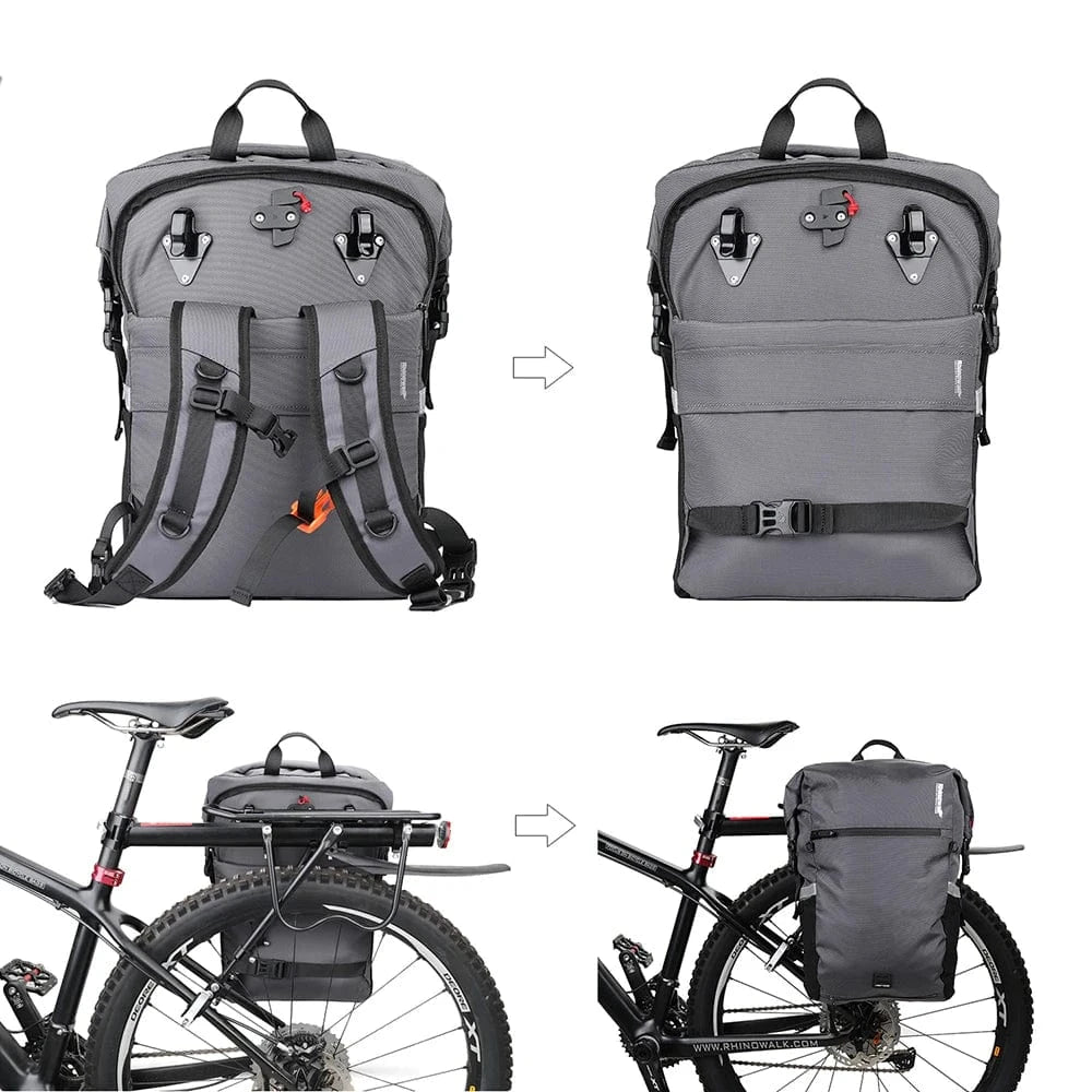 RHINOWALK - 24L Waterproof Bike Pannier Bag – Versatile Cycling Backpack