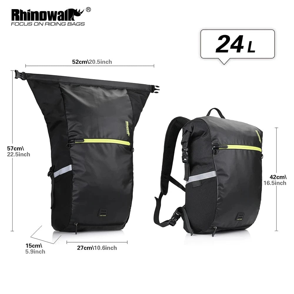 RHINOWALK - 24L Waterproof Bike Pannier Bag – Versatile Cycling Backpack