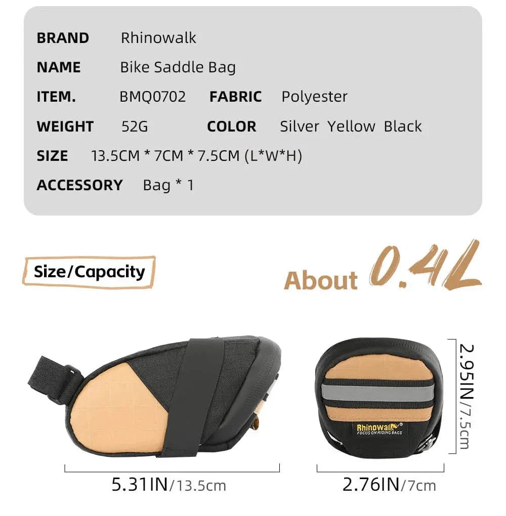 Rhinowalk - Mini Saddle Bag 0.4L – Compact Bike Seat Storage