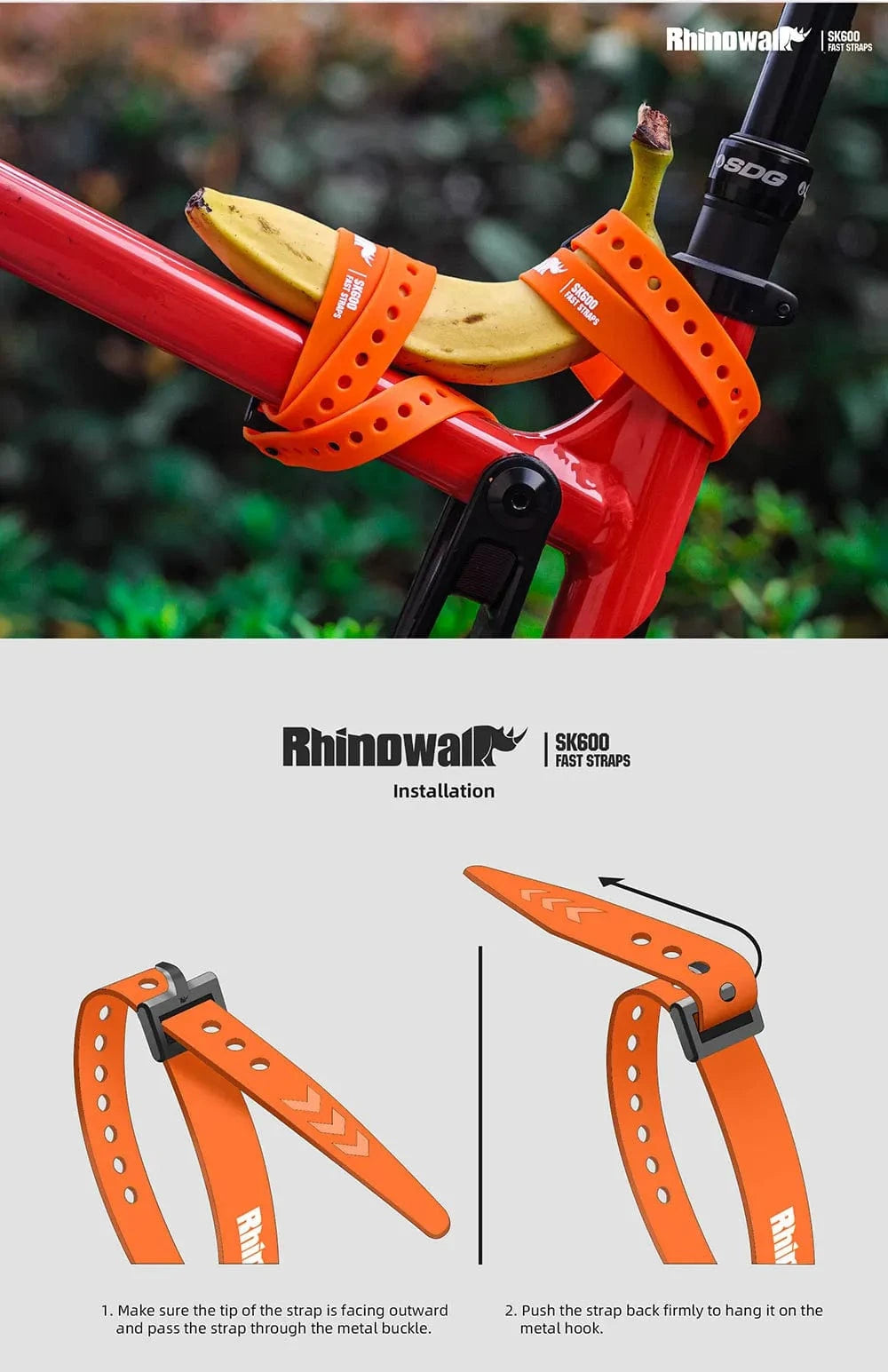 Rhinowalk - 600mm Elastic Strap – Heavy-Duty Cycling Luggage Fastener
