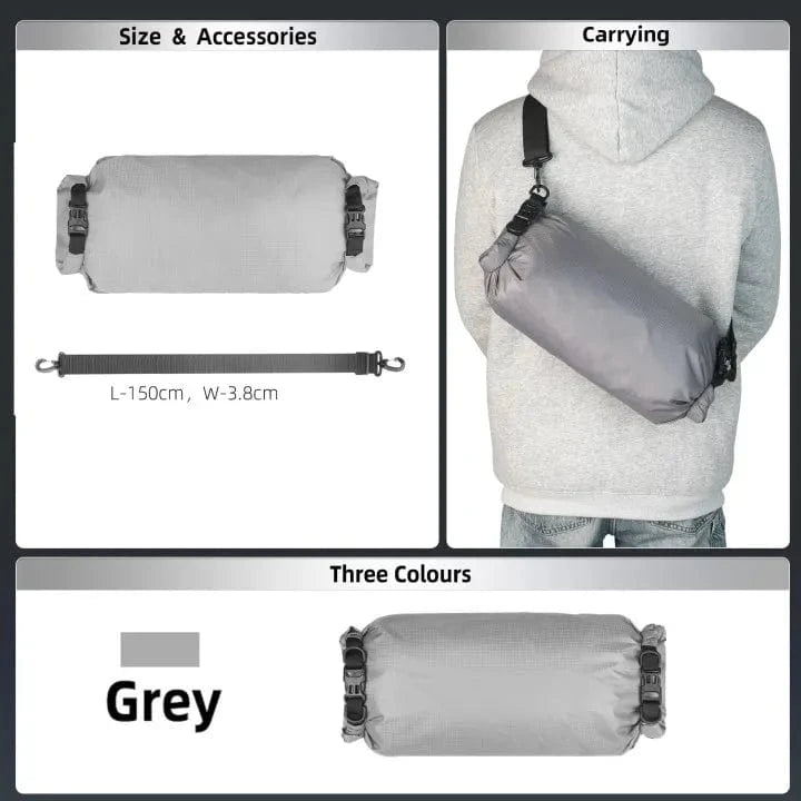 Bike & Bag Bicycle handlebar bags Only Bag-Grey RHINOWALK - Waterproof Handlebar Roll & 12L Dry Bag
