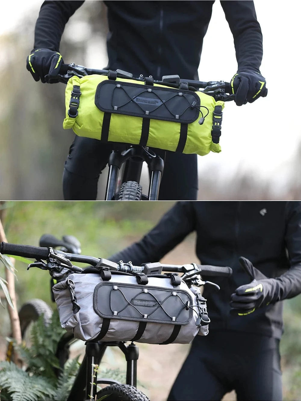 Bike & Bag Bicycle handlebar bags RHINOWALK - Waterproof Handlebar Roll & 12L Dry Bag