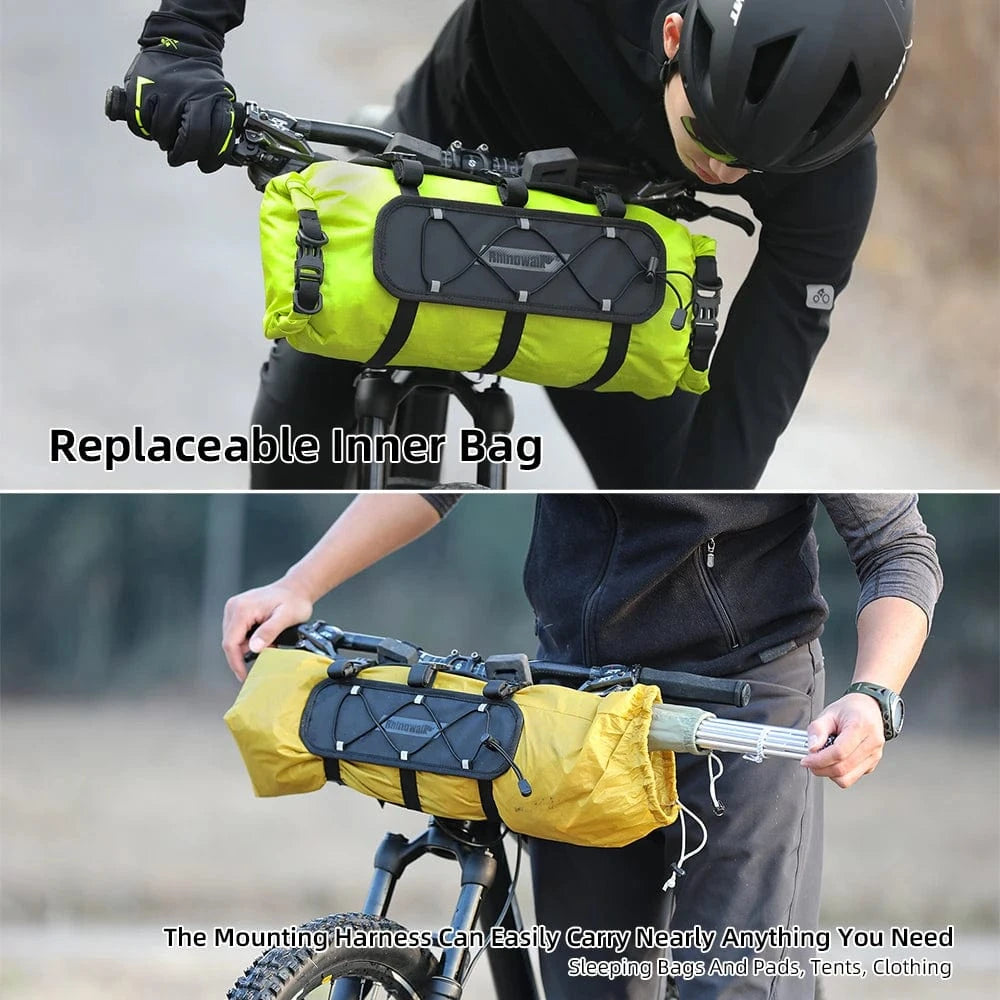 Bike & Bag Bicycle handlebar bags RHINOWALK - Waterproof Handlebar Roll & 12L Dry Bag
