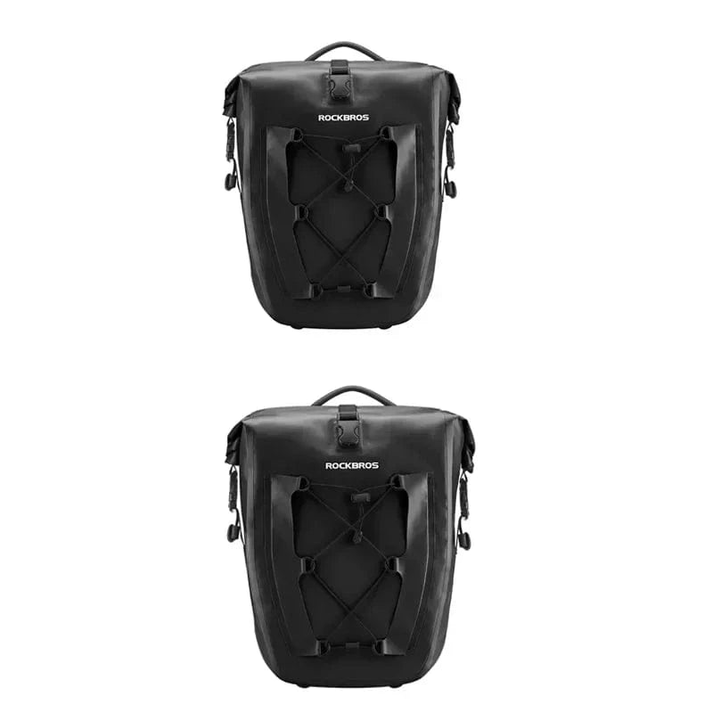 Bike & Bag Bicycle Pannier Bags Black 2pcs ROCKBROS - PAIR - Waterproof Pannier Bags – 25L