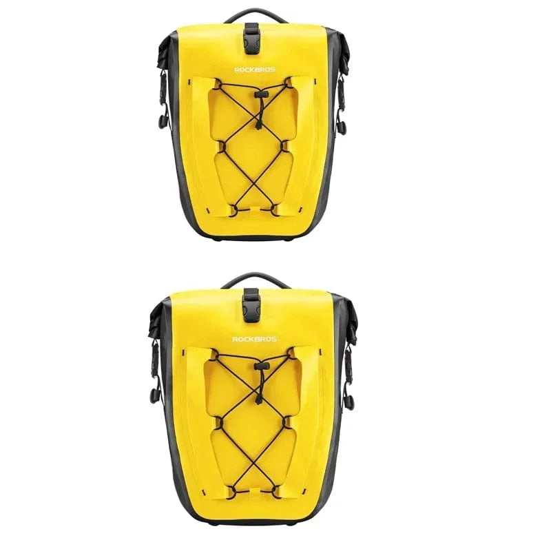 Bike & Bag Bicycle Pannier Bags Black yellow 2pcs ROCKBROS - PAIR - Waterproof Pannier Bags – 25L
