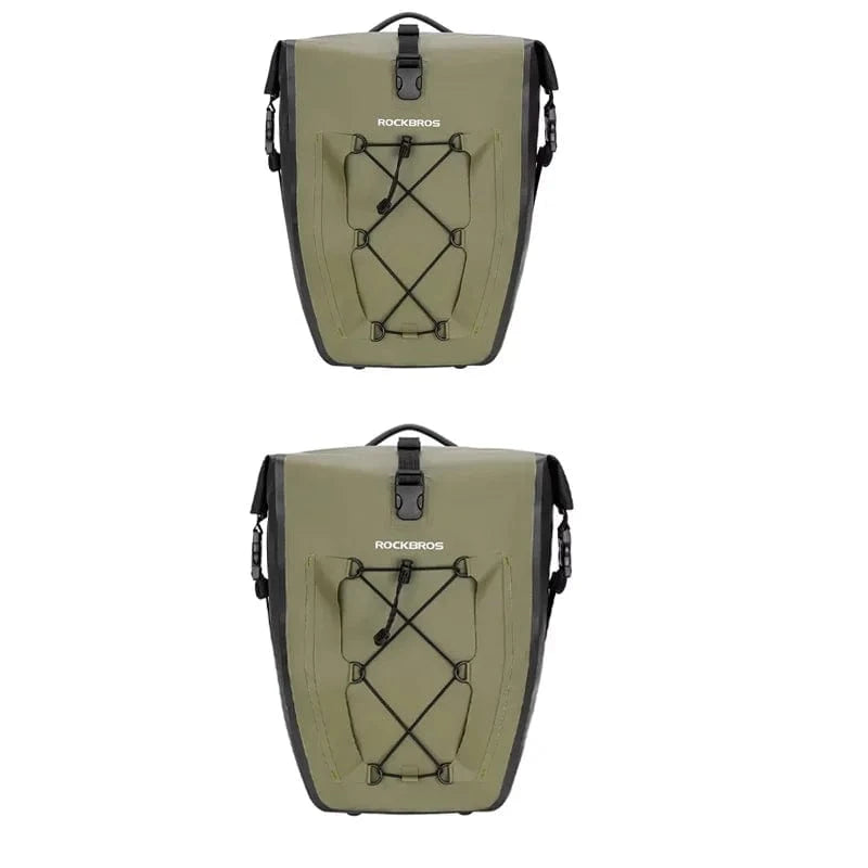 Bike & Bag Bicycle Pannier Bags Dark green 2pcs ROCKBROS - PAIR - Waterproof Pannier Bags – 25L
