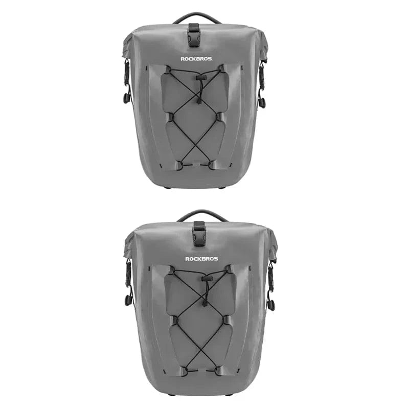 Bike & Bag Bicycle Pannier Bags Grey 2pcs ROCKBROS - PAIR - Waterproof Pannier Bags – 25L
