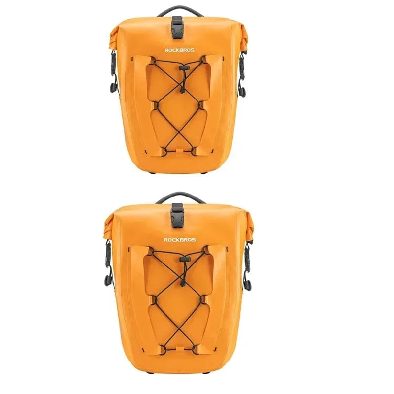 Bike & Bag Bicycle Pannier Bags Orange 2pcs ROCKBROS - PAIR - Waterproof Pannier Bags – 25L