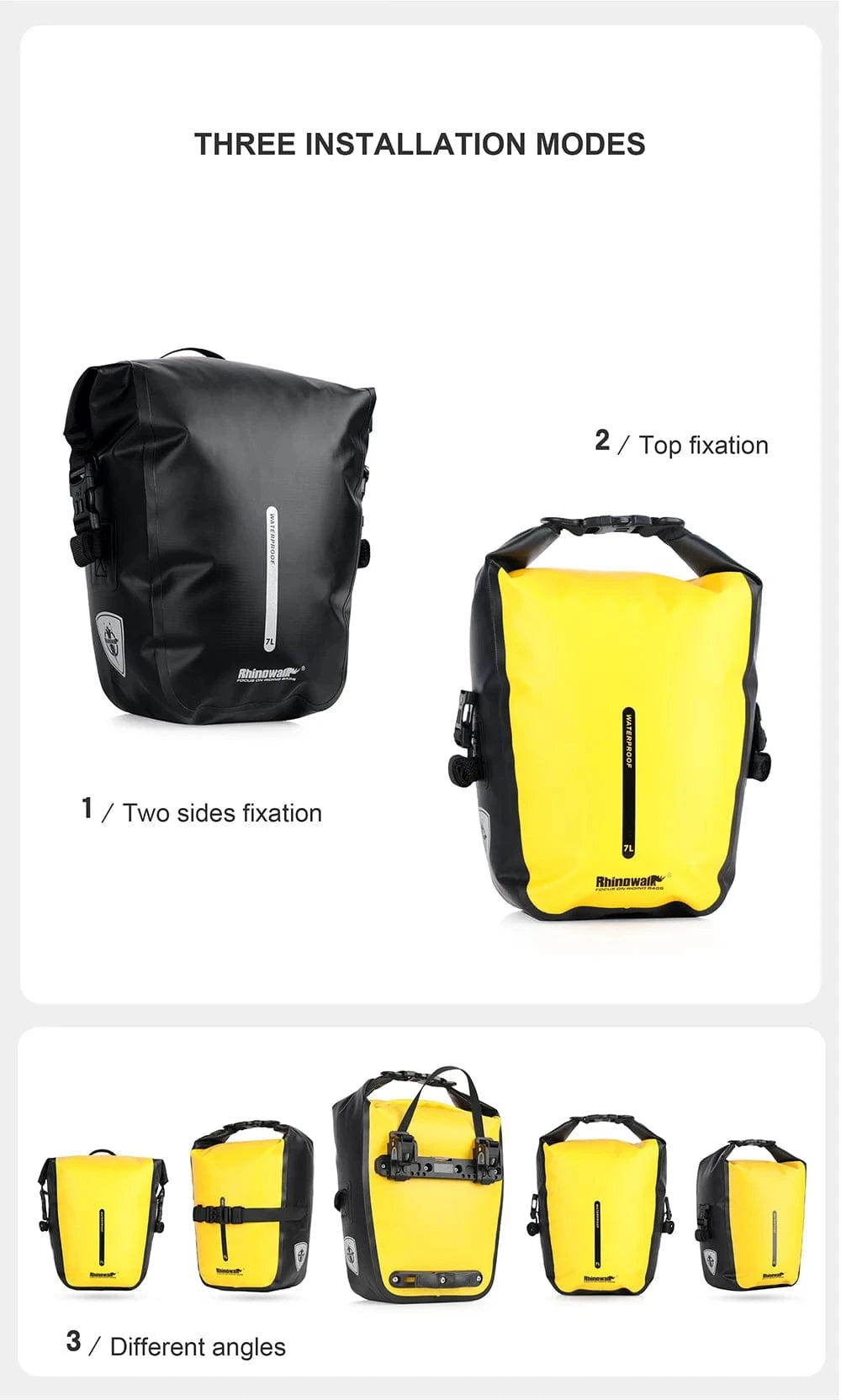 Bike & Bag Bicycle Pannier Bags RHINOWALK - Waterproof Bike Pannier Bag (10L) - Brompton, Road & MTB Pannier