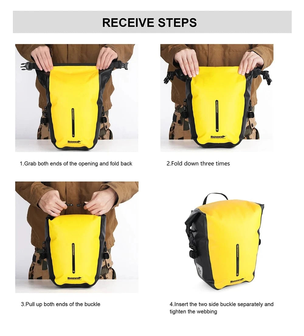Bike & Bag Bicycle Pannier Bags RHINOWALK - Waterproof Bike Pannier Bag (10L) - Brompton, Road & MTB Pannier