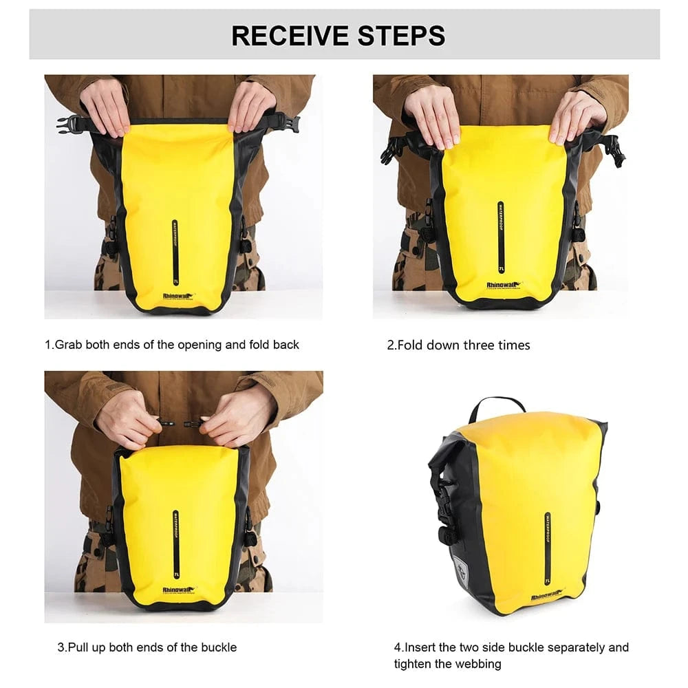 Bike & Bag Bicycle Pannier Bags RHINOWALK - Waterproof Bike Pannier Bag (10L) - Brompton, Road & MTB Pannier