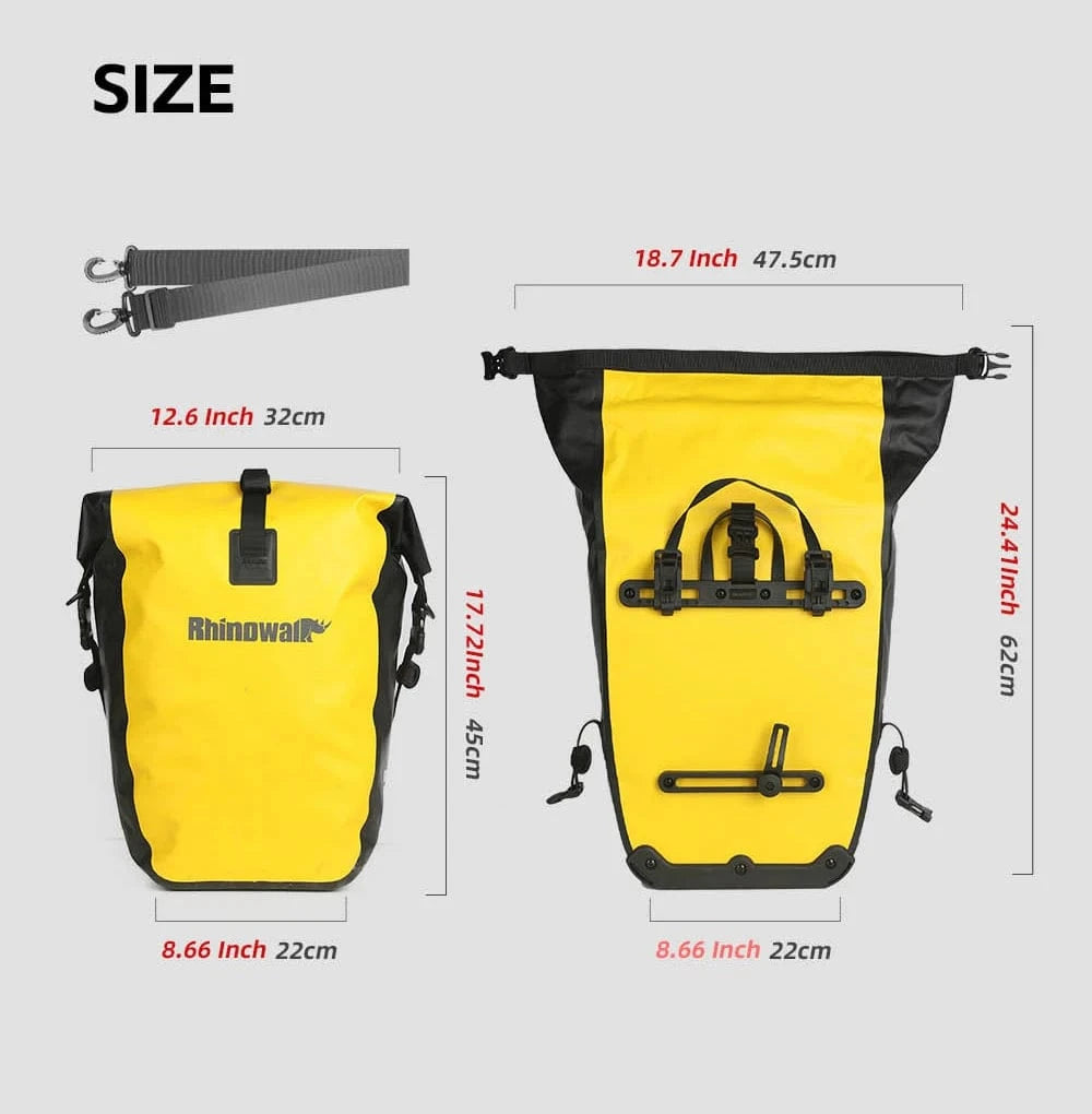Bike & Bag Bicycle Pannier Bags RHINOWALK - Waterproof Bike Pannier ā Quick Release (25L)