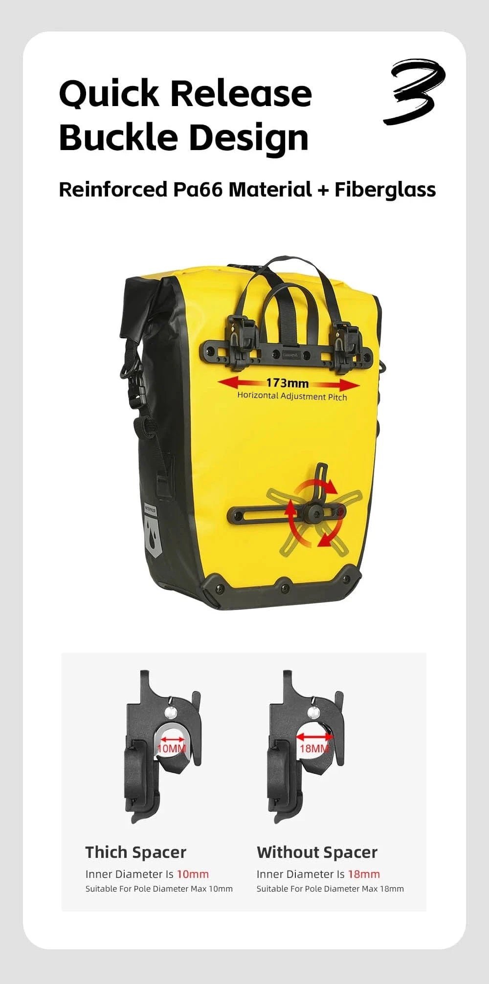 Bike & Bag Bicycle Pannier Bags RHINOWALK - Waterproof Bike Pannier ā Quick Release (25L)