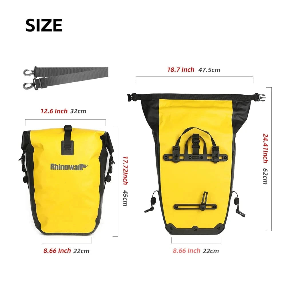 Bike & Bag Bicycle Pannier Bags RHINOWALK - Waterproof Bike Pannier ā Quick Release (25L)