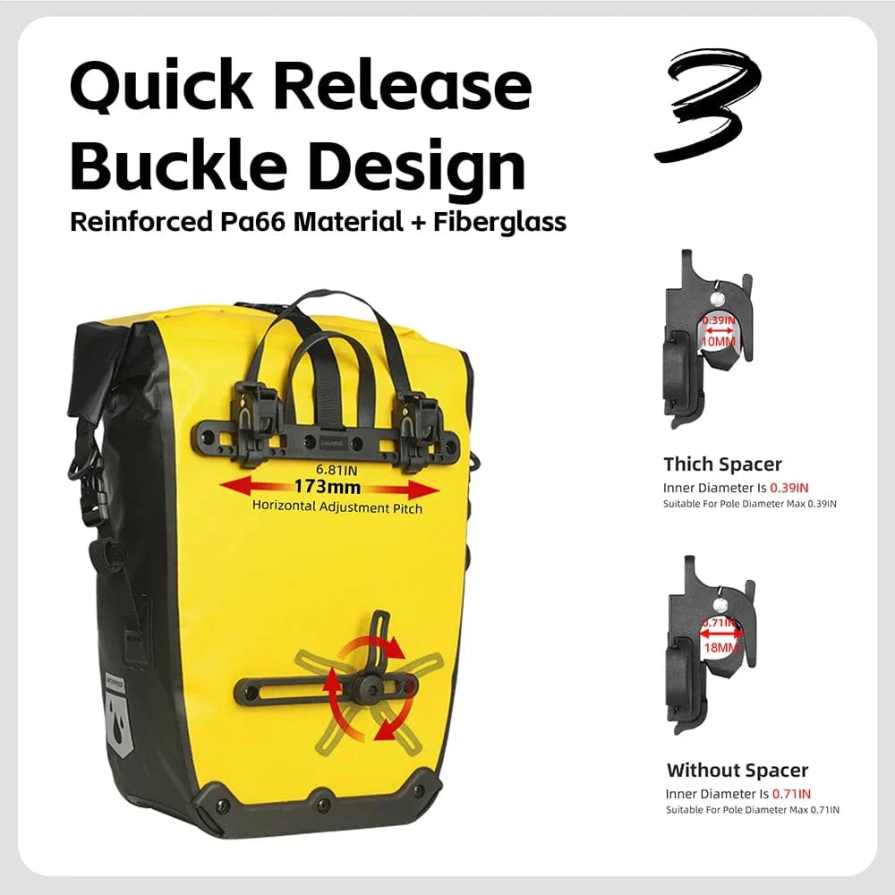 Bike & Bag Bicycle Pannier Bags RHINOWALK - Waterproof Bike Pannier ā Quick Release (25L)