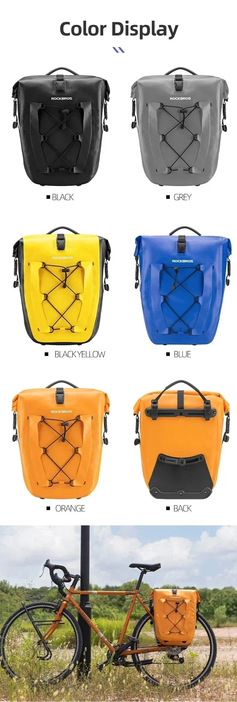 Bike & Bag Bicycle Pannier Bags ROCKBROS - PAIR - Waterproof Pannier Bags – 25L