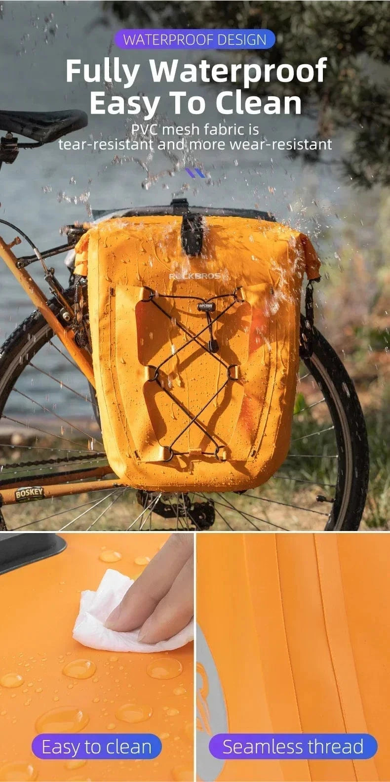 Bike & Bag Bicycle Pannier Bags ROCKBROS - PAIR - Waterproof Pannier Bags – 25L
