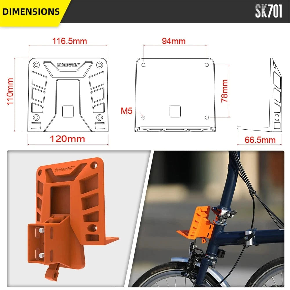 Bike & Bag Brompton Carrier Block RHINOWALK - Brompton Front Carrier Block (Brompton Carrier Block Adapter)