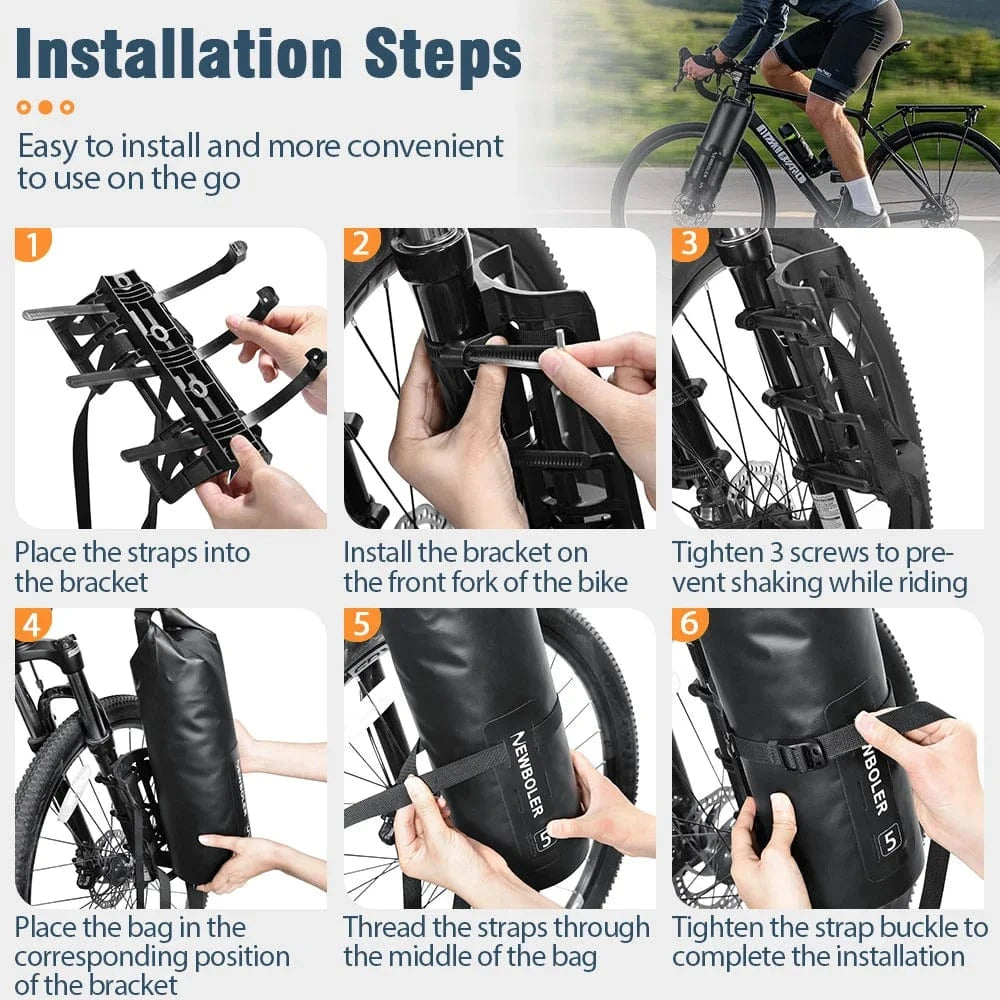 Bike & Bag Fork Bags NEWBOLER - Waterproof Front Fork Cages and Dry Bags - 5L