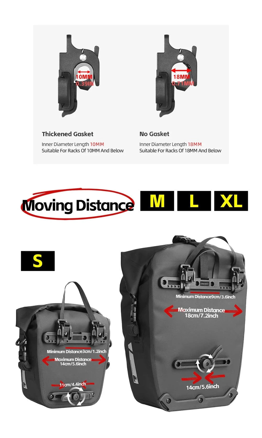 Bike & Bag RHINOWALK - 2025 Traveler Series Waterproof Pannier Bag (6L, 12L, 20L, 25L)