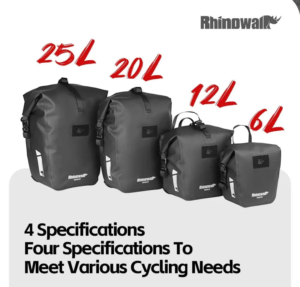 Bike & Bag RHINOWALK - 2025 Traveler Series Waterproof Pannier Bag (6L, 12L, 20L, 25L)
