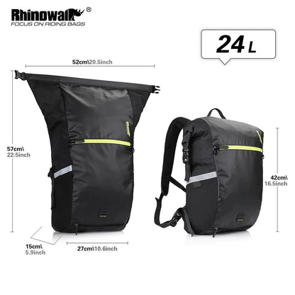 RHINOWALK - 24L Waterproof Bike Pannier Bag – Versatile Cycling Backpack