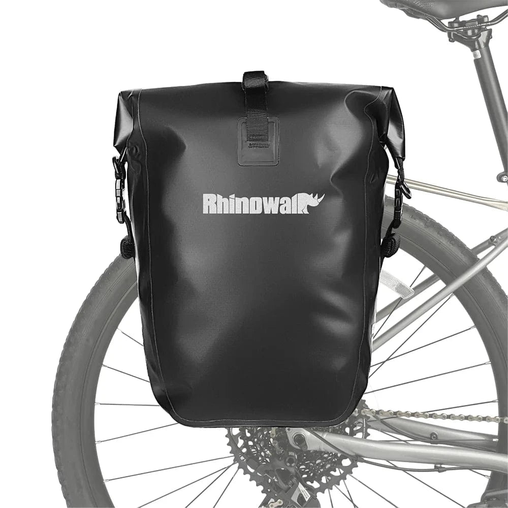 Bike & Bag Bicycle Pannier Bags Black-25L-1Piece RHINOWALK - Waterproof Bike Pannier – Quick Release (25L)