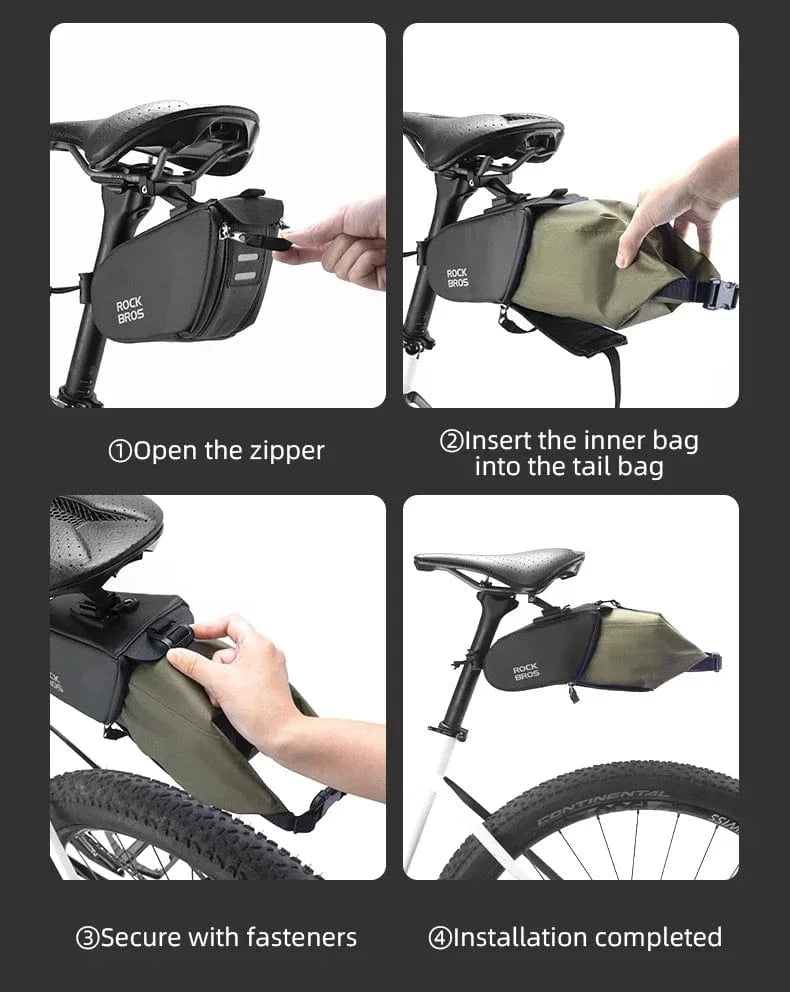 Bike & Bag Bicycle Saddle Bags C54 ROCKBROS - Expandable Bike Tail Bag (0.8L–1.3L)