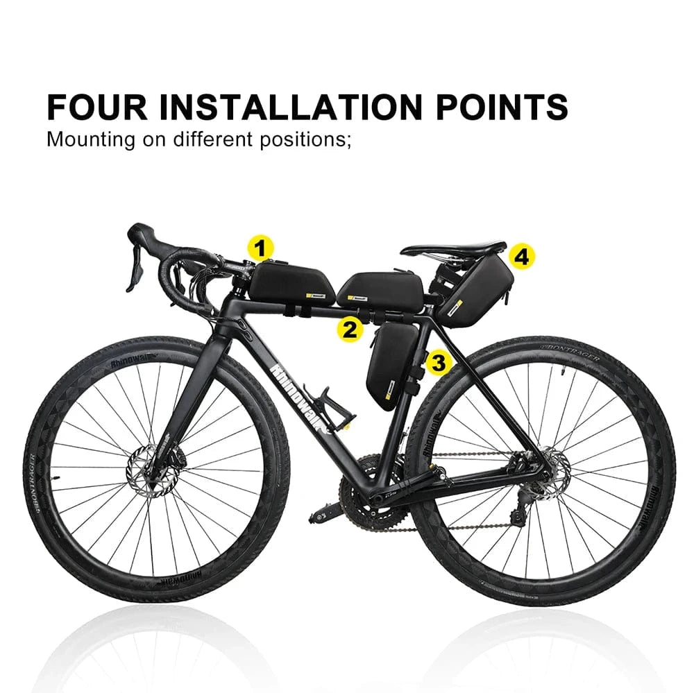 Bike & Bag bicycle top tube bag K32B-1.3LBlack RHINOWALK - Waterproof Top Tube Bag 1.5L – Black
