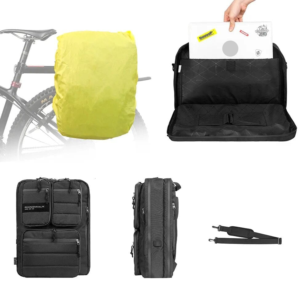 BIKE & BAG Bike Backpack Black RHINOWALK - Multifunctional Pannier Bag & Backpack (25L)