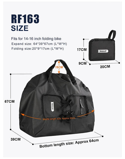 Bike & Bag Bike Travel Bag Rhinowalk Folding Bike Carry Bag – Waterproof, Foldable & Portable for Brompton, 3 Sixty & More