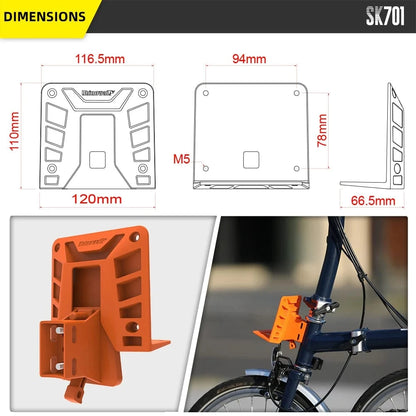 Bike & Bag Brompton Carrier Block RHINOWALK - Brompton Front Carrier Block (Brompton Carrier Block Adapter)