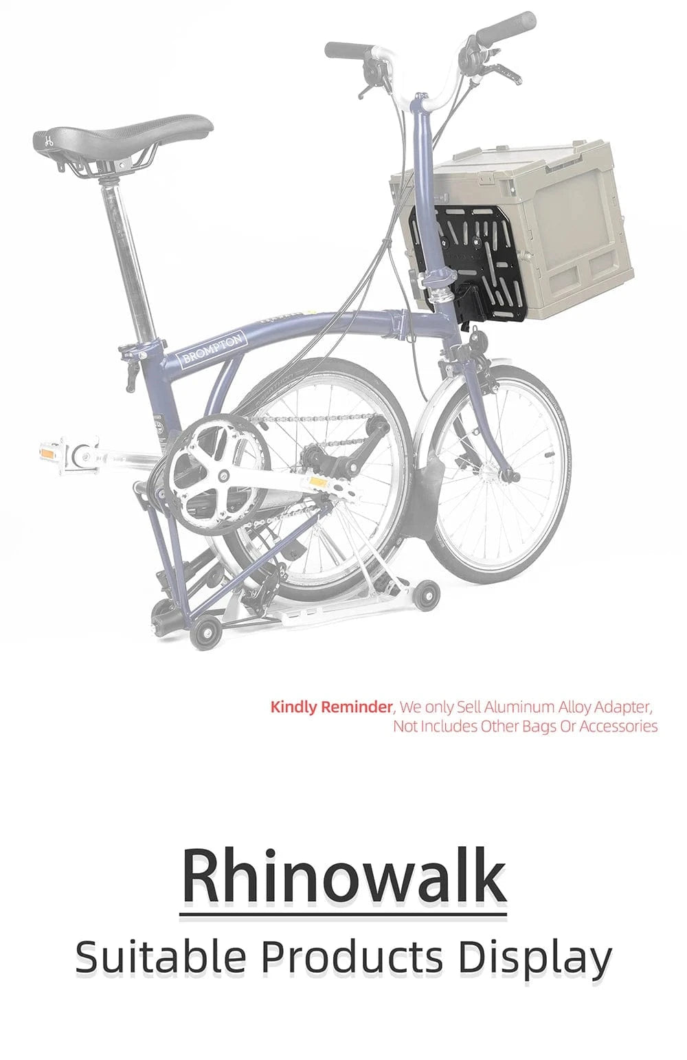 Bike & Bag Front Mount Adapter RHINOWALK - Brompton Front Mount Adapter for Bike Bags – Aluminium Alloy Bike Bag Carrier Block for Folding Bikes
