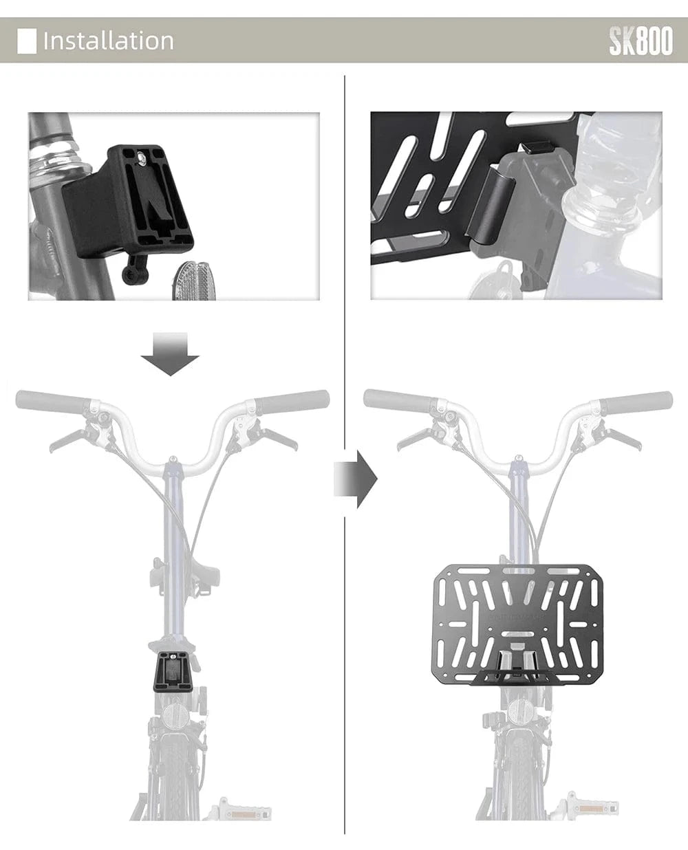 Bike & Bag Front Mount Adapter RHINOWALK - Brompton Front Mount Adapter for Bike Bags – Aluminium Alloy Bike Bag Carrier Block for Folding Bikes