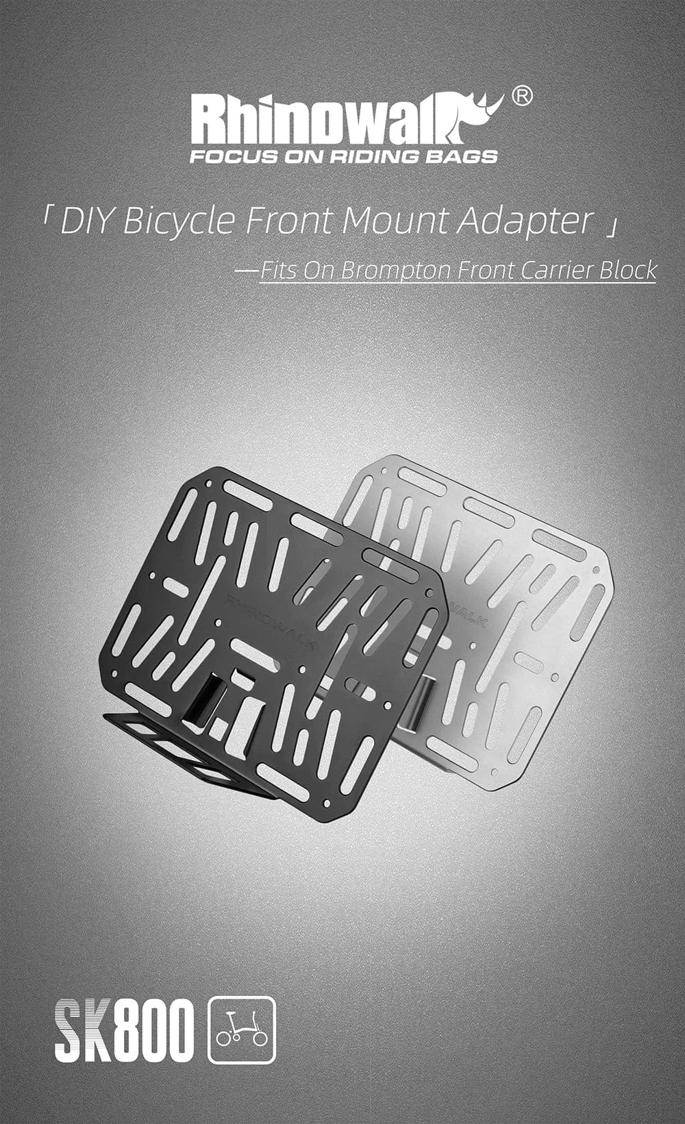 Bike & Bag Front Mount Adapter RHINOWALK - Brompton Front Mount Adapter for Bike Bags – Aluminium Alloy Bike Bag Carrier Block for Folding Bikes