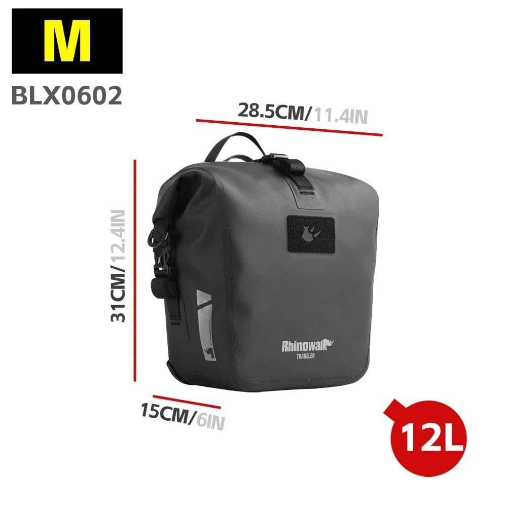 Bike & Bag M-12L / 1 Piece RHINOWALK - 2025 Traveler Series Waterproof Pannier Bag (6L, 12L, 20L, 25L)