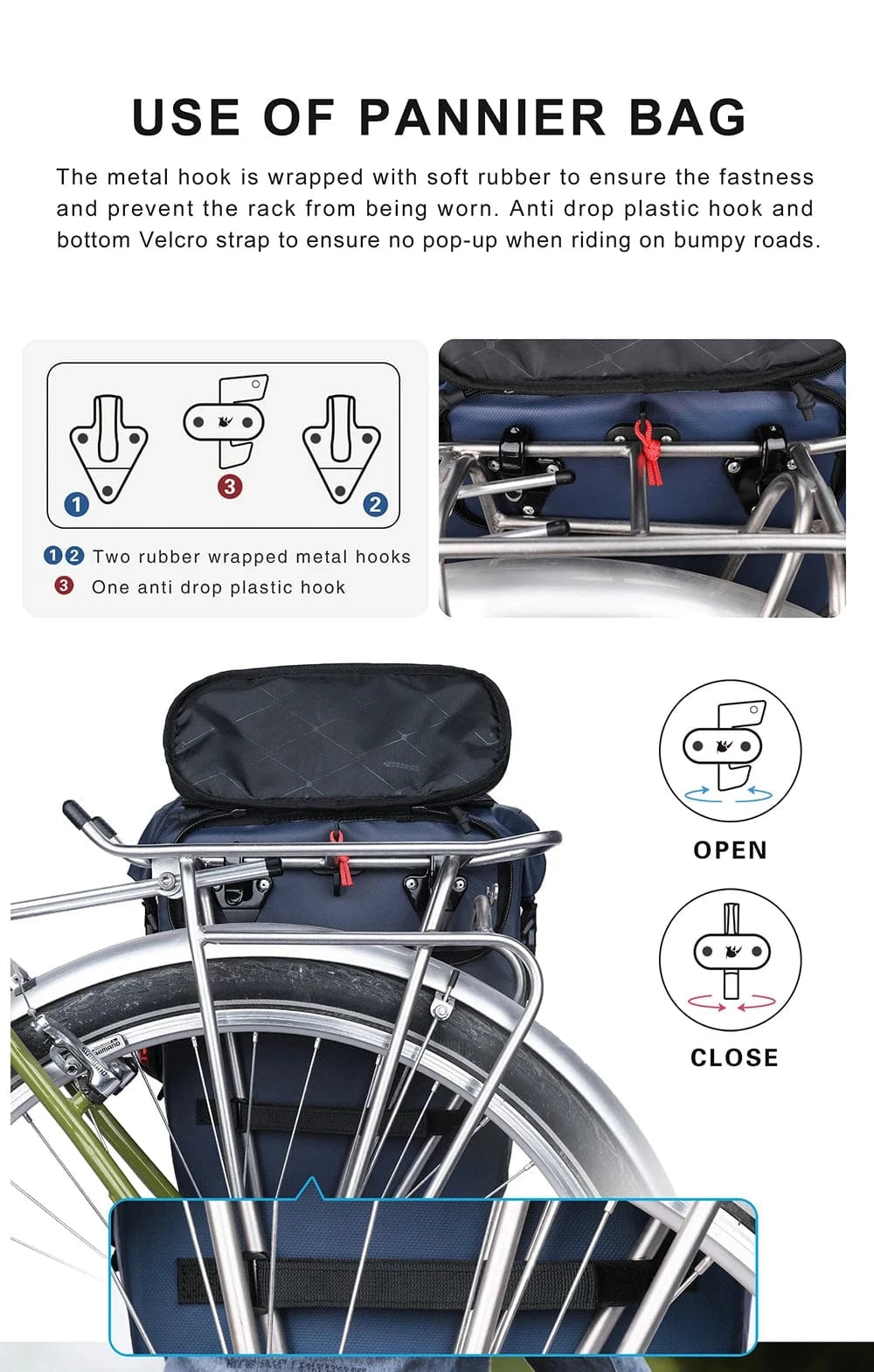 Bike & Bag Pannier Bags RHINOWALK - Waterproof Pannier Bag (20L)