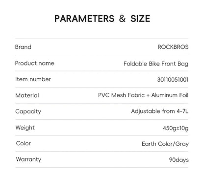 Bike & Bag ROCKBROS Foldable Bag Insulated Bike Handlebar Bag Multi Functional 4-7L High Large Capacity Front Bag for Folding Bike