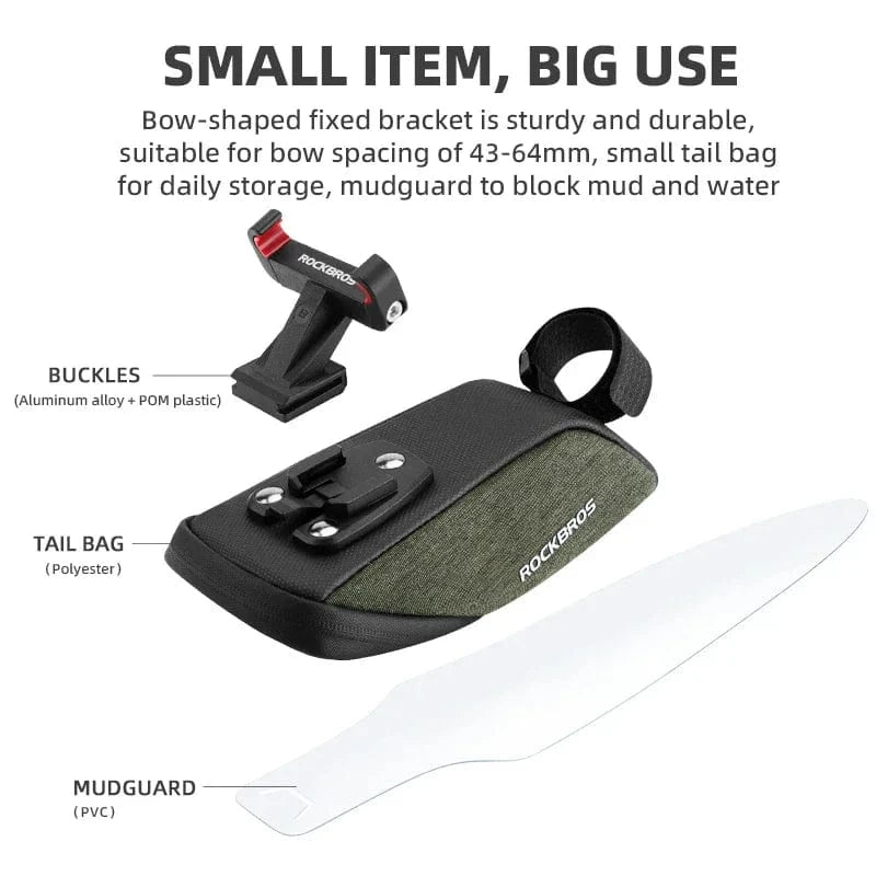 Bike & Bag Saddle Bags C53 ROCKBROS - Mini Bike Saddle Bag 0.4L with Built-in Mudguard