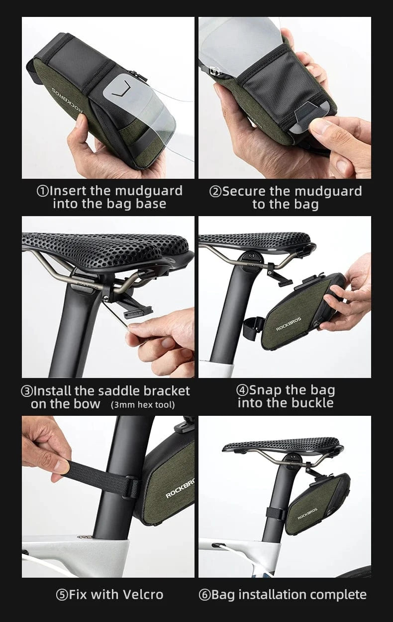 Bike & Bag Saddle Bags C53 ROCKBROS - Mini Bike Saddle Bag 0.4L with Built-in Mudguard