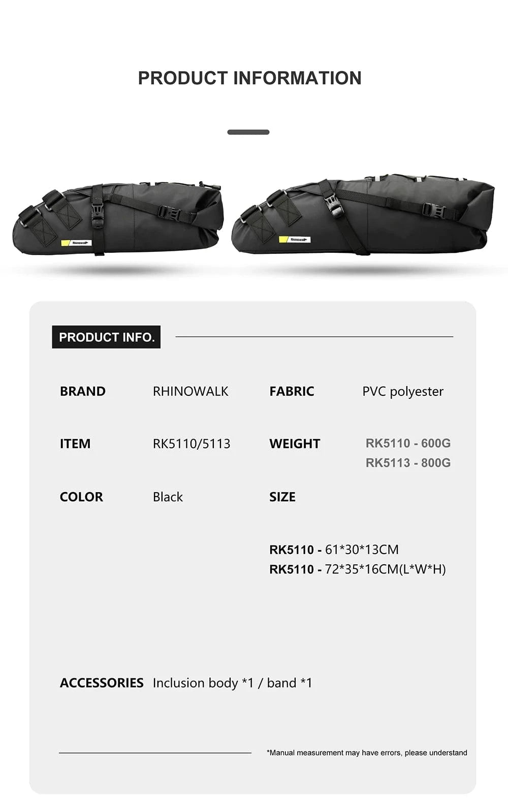 Bike & Bag Saddle Bags RHINOWALK - Waterproof Saddle Bag (10L, 13L)