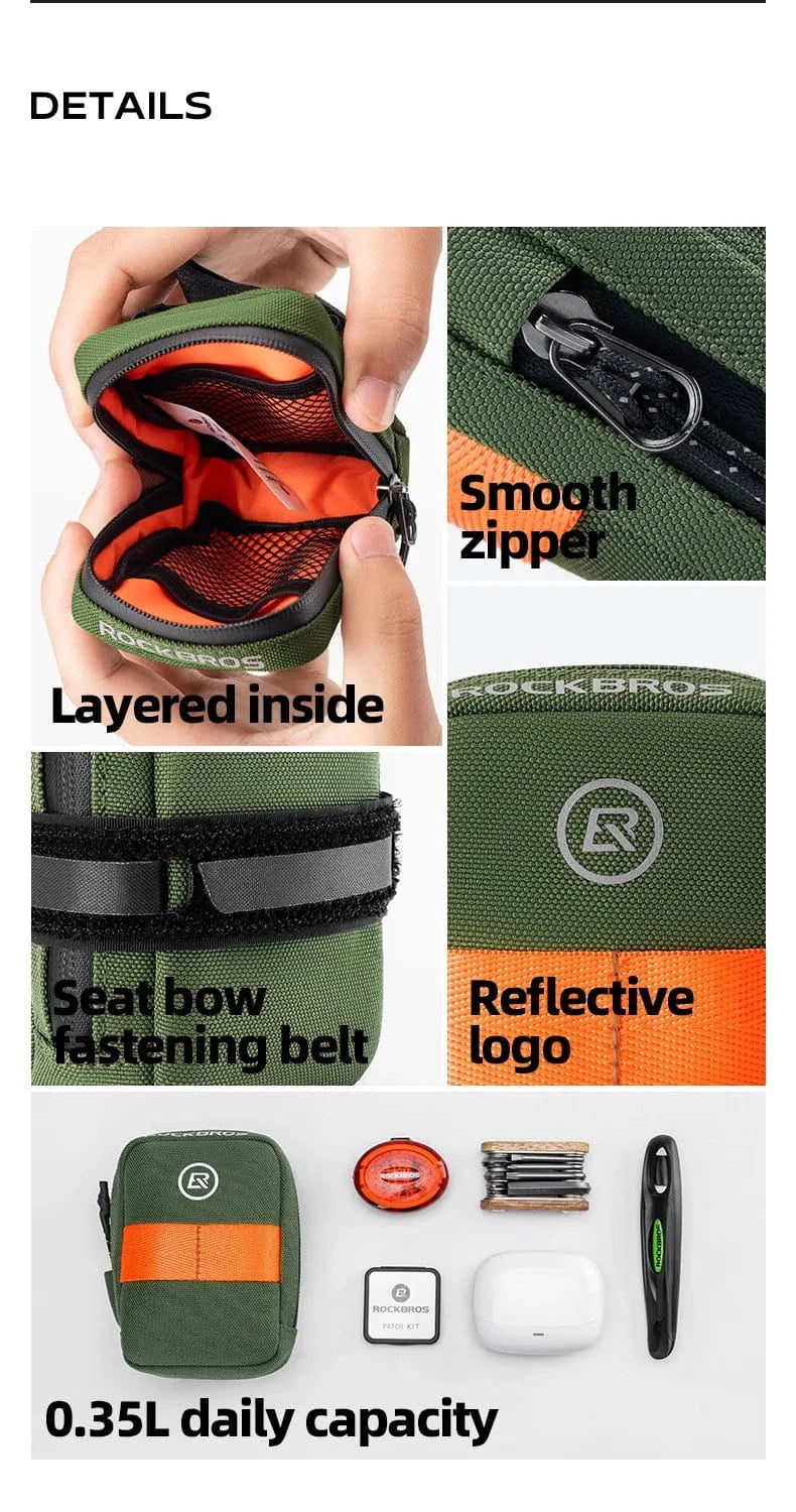Bike & Bag Saddle Bags ROCKBROS - Mini Bicycle Tail Bag (0.35L) – Compact, Rainproof Saddle Bag