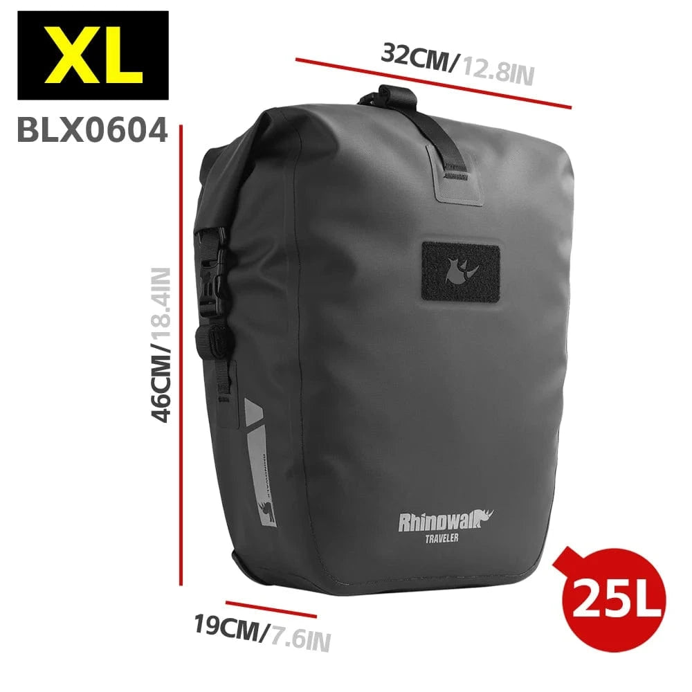 Bike & Bag XL-25L / 1 Piece RHINOWALK - 2025 Traveler Series Waterproof Pannier Bag (6L, 12L, 20L, 25L)